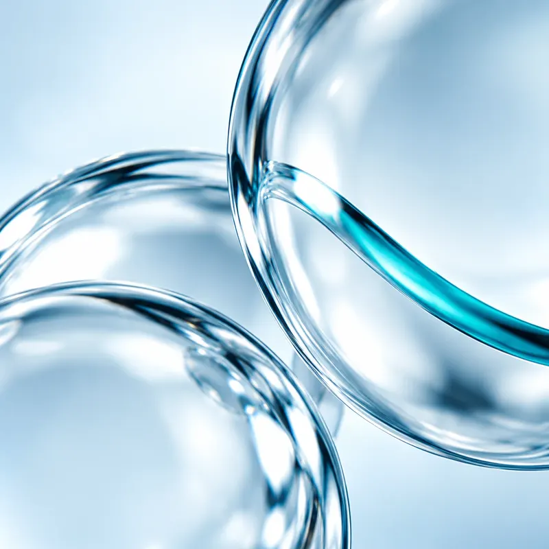 Clear glass spheres with a ribbon of turquoise